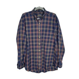Pendleton XL Classic Nor Wester Wear Wool Plaid Button Up Shirt Navy Blue Red